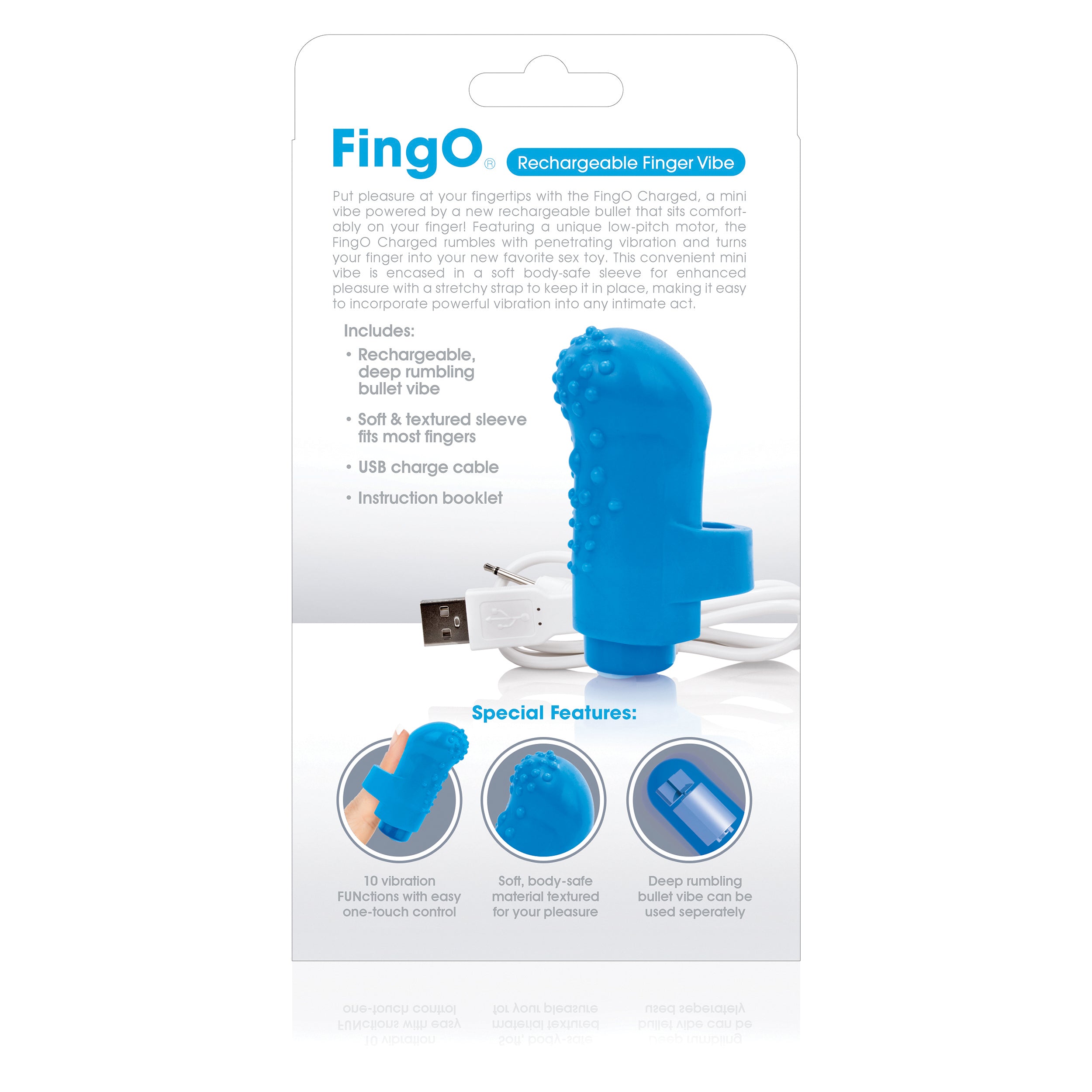 Charged Fing O Rechargeable Mini Finger Vibrator with Vooom Technology Silicone and ABS > Vibrators > Finger Vibrators