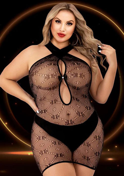 Halters Black Mini Dress Queen Size Sexy Erotic Lingerie > Clothes > Dresses and Chemises