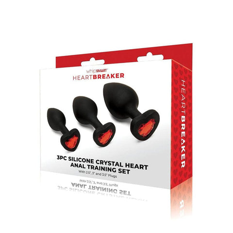 WhipSmart Heartbreaker Three Piece Silicone Crystal Heart Anal Training Set Butt Plugs