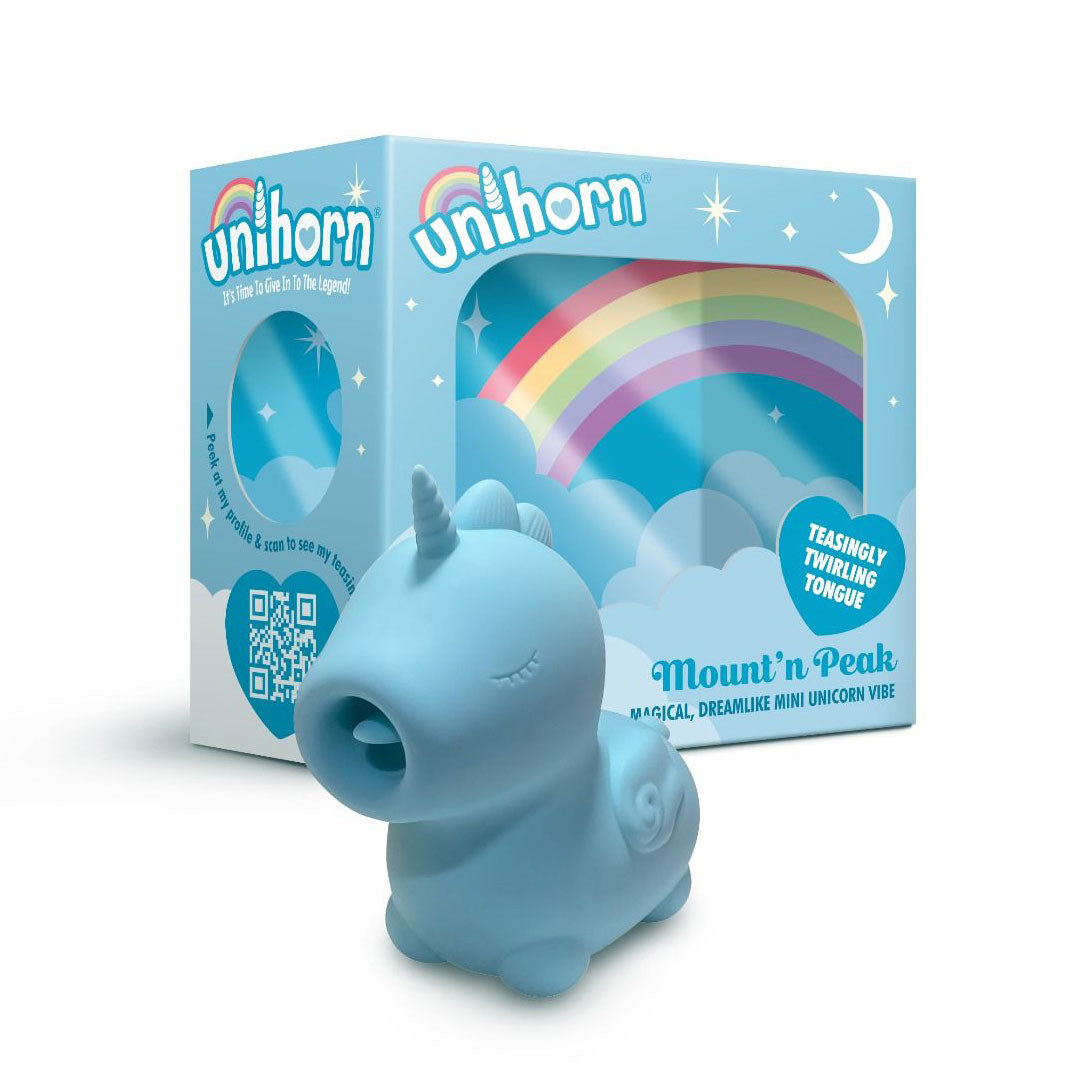 Unihorn Mountn Peak Twirling Tongue Unicorn Vibe Blue Suction Stimulator