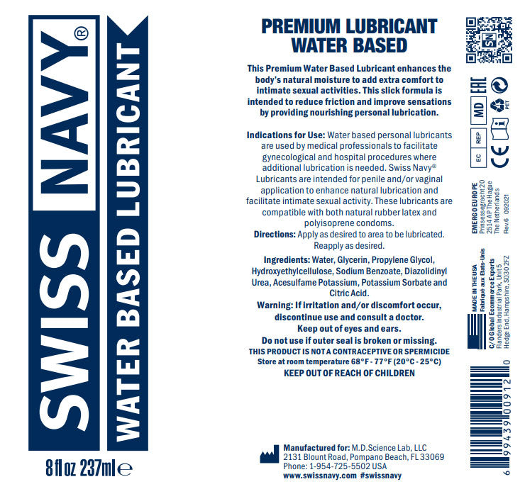 Swiss Navy Water Based Lubricant (237ml) > Lube > Water Based