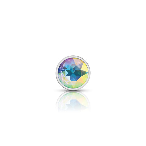 Cheeky Charms Silver Round Butt Plug with Clear Iridescent Jewel Small > Anal Range > Jewel Butt Plugs