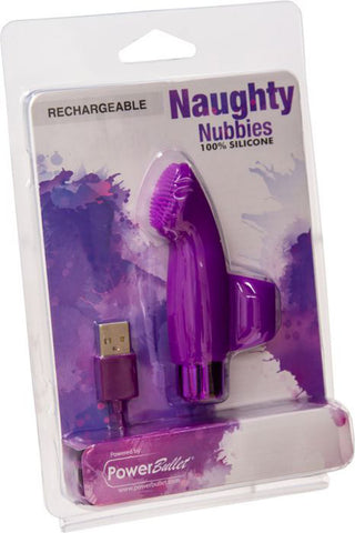 Naughty Nubbies Finger Vibe w Mini Powerbullet Purple Massager > Vibrators > Finger Vibrators