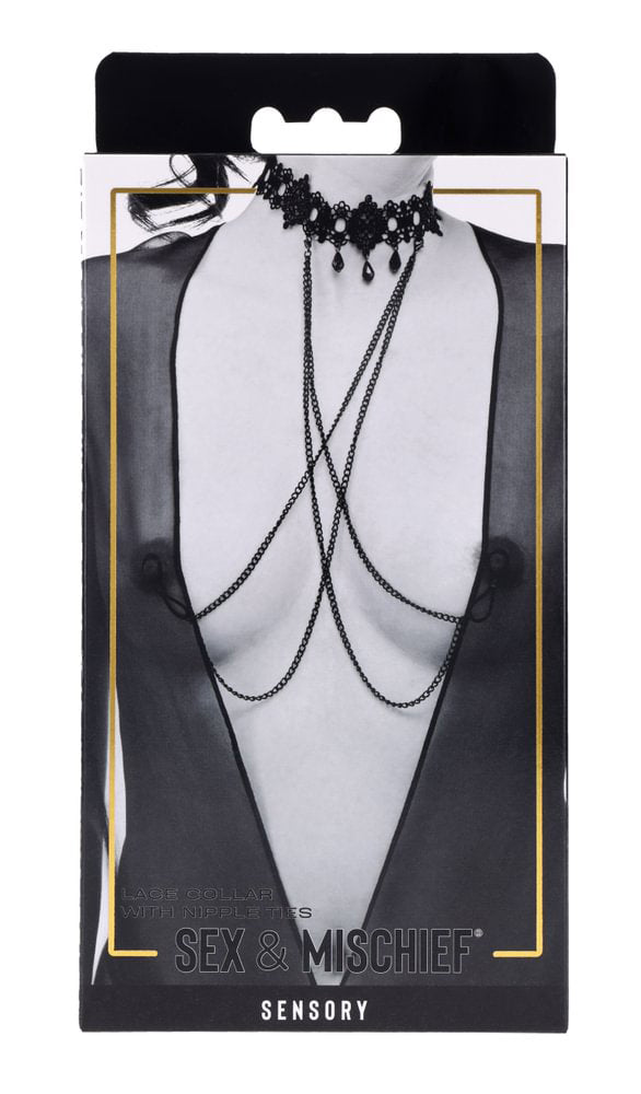 Lace Collar Choker with Adjustable Nipple Ties > Clothes > Body Jewellery (Non Piercing)