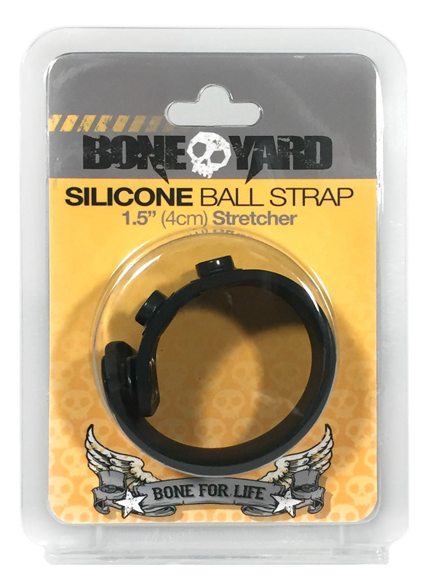 Boneyard Silicone Ball Strap 1.5 Inch with 3 Snap Closure in Black > Cock Ring > Adjustable