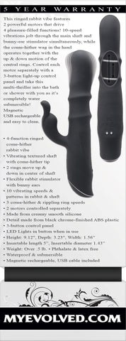 Evolved RINGMASTER 23.1cm Rabbit Vibe with 10 Speeds > Vibrators > Ladies > Rabbit