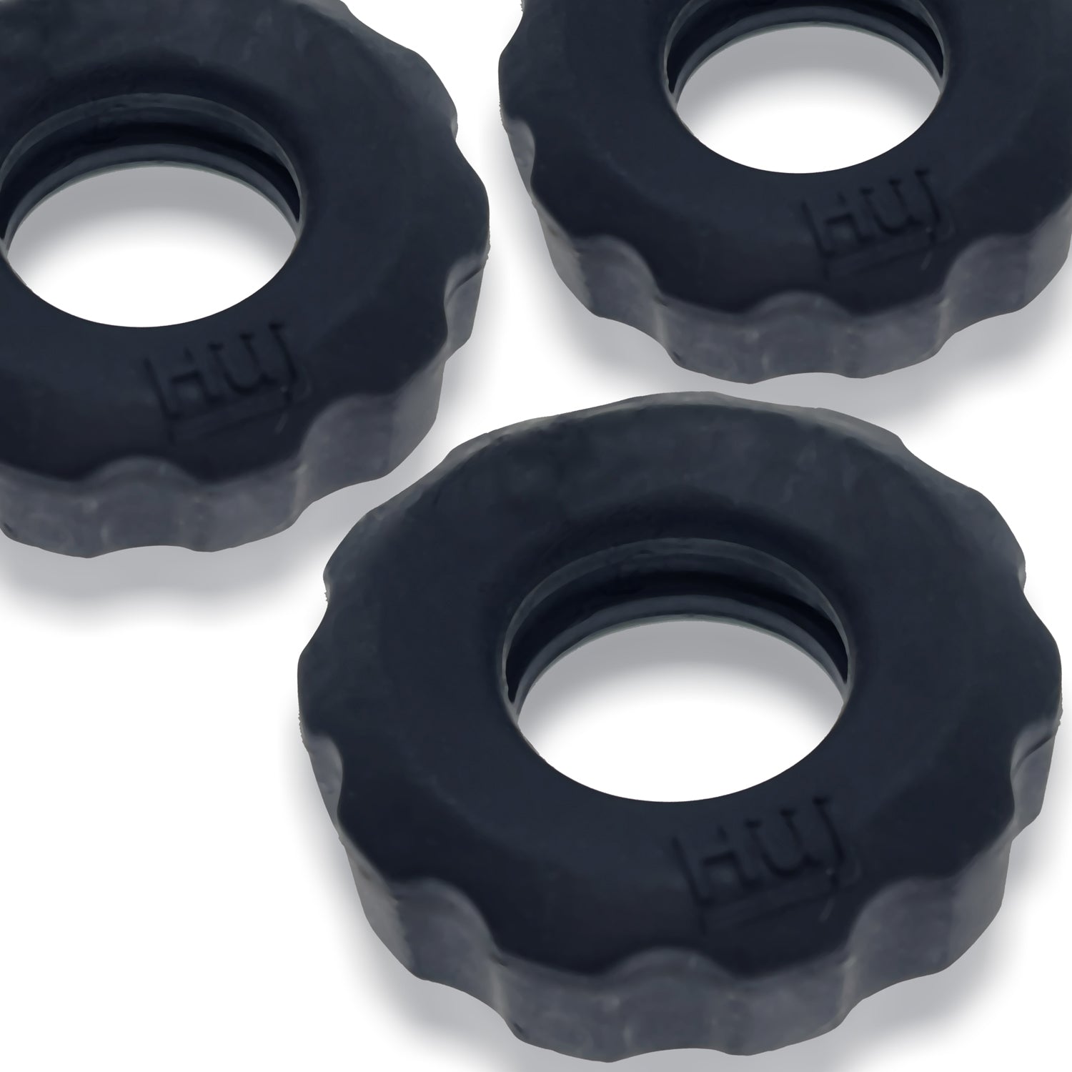 Super Hunkyjunk 3 Piece Rubber Blend Cockrings Set – Stretchy Fit Cockring Trio Black One Size > Cock Ring > Sets