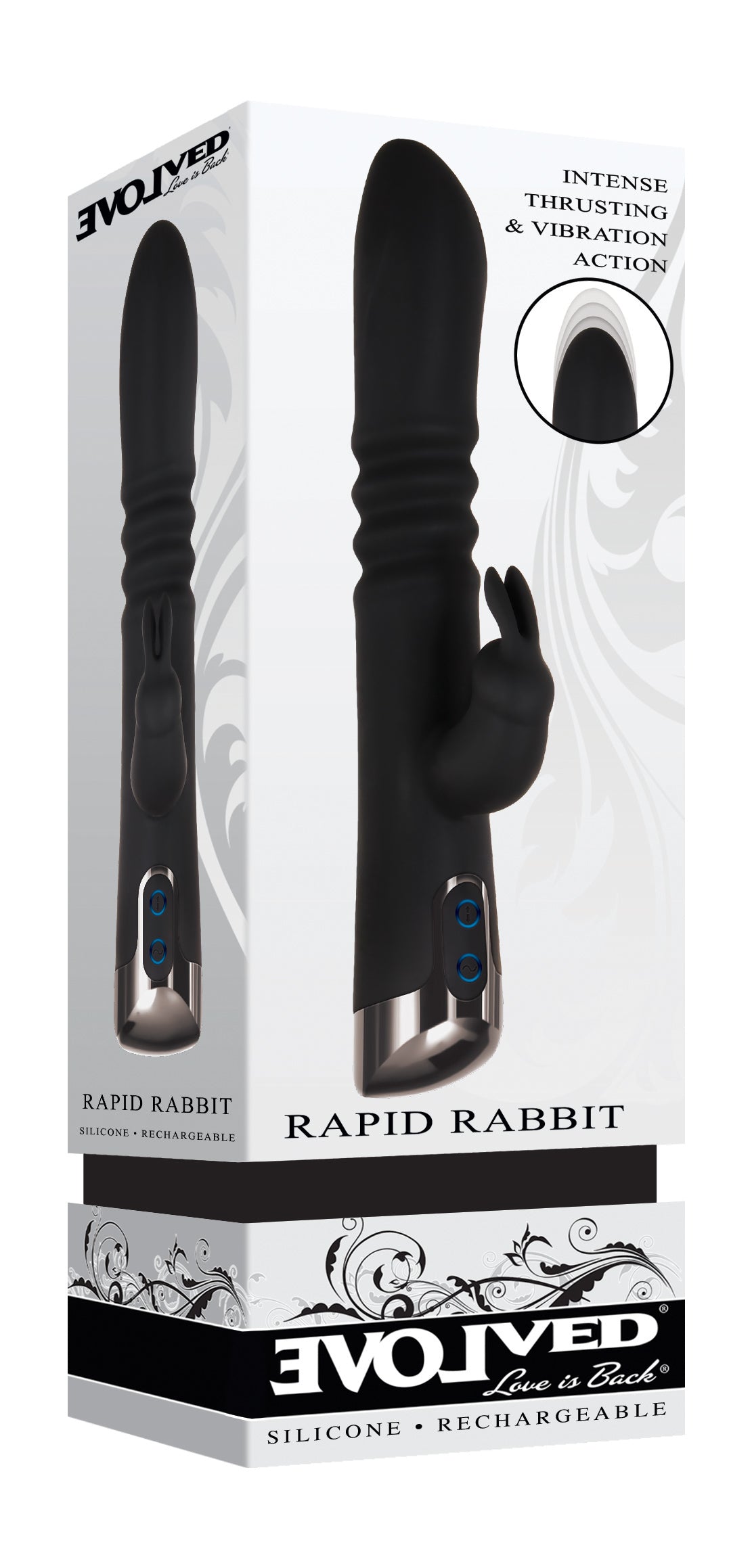 Evolved Rapid Rabbit 25.4cm Thrusting Vibrator > Vibrators > Ladies > Rabbit Multi