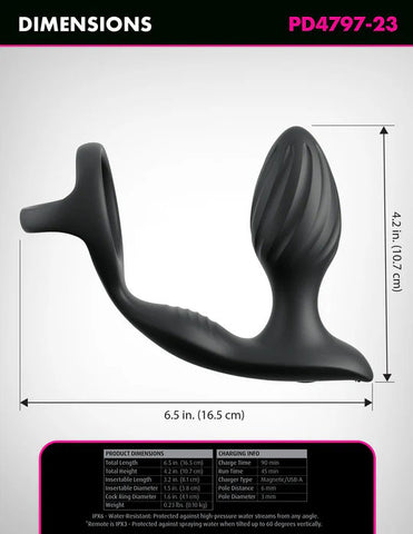Anal Fantasy Elite Collection Ass-Gasm Gyro-Milk Pro (Black) – Prostate Massager > Anal Range > Prostate Plugs