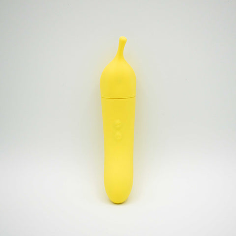 Banana Cream Yellow G-Spot and Air Pulse Vibrator Adult Toy AIR PULSATION