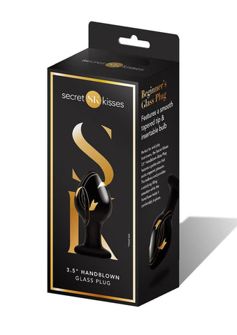 Secret Kisses Handblown Glass Plug 3.5 Inch Adult Toy Black > Sex Toys > Glass