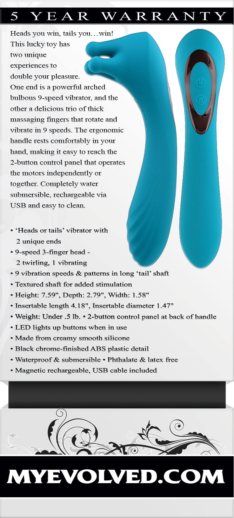 Evolved Heads or Tails Dual Ended Massager > Vibrators > Standard Vibrators