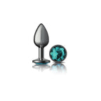 Cheeky Charms Gunmetal Round Butt Plug With Teal Jewel Small Default Title > Anal Range > Jewel Butt Plugs