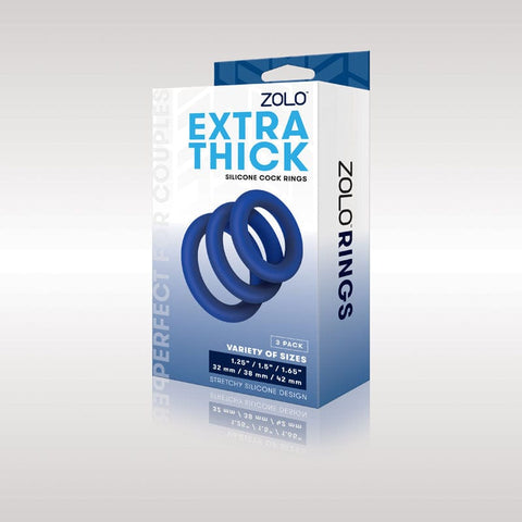 Zolo Extra Thick Silicone Cock Rings 3-Pack - 3 Sizes for Comfort COCK RING Set