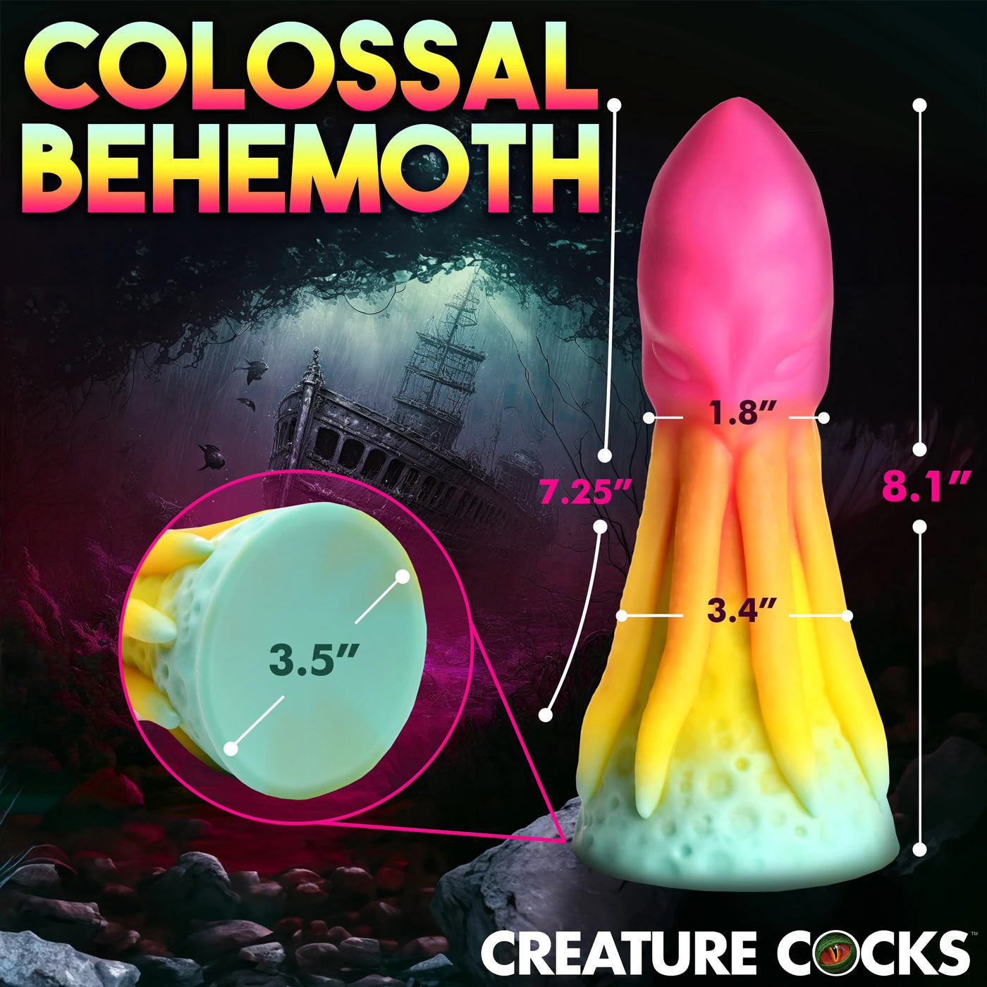 Creature Cocks King Kraken (Rainbow) Silicone Dildo 8.1 Inches – Premium Flexible Dildo > Dildos > Fantasy