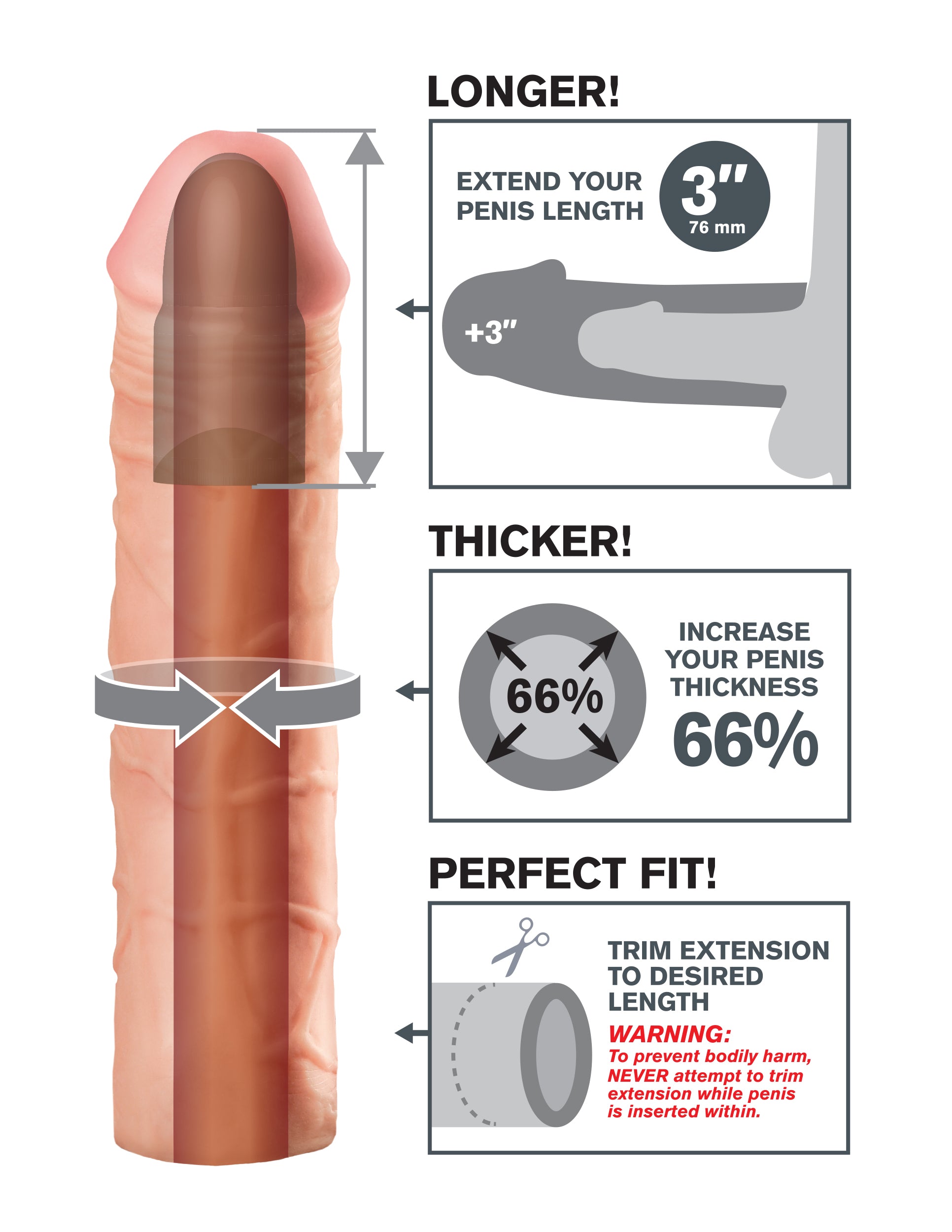 Fantasy X-tensions Mega 3 Inch Extension – Erection Enhancer Penis Extension > Sex Toys For Men > Penis Sleeves
