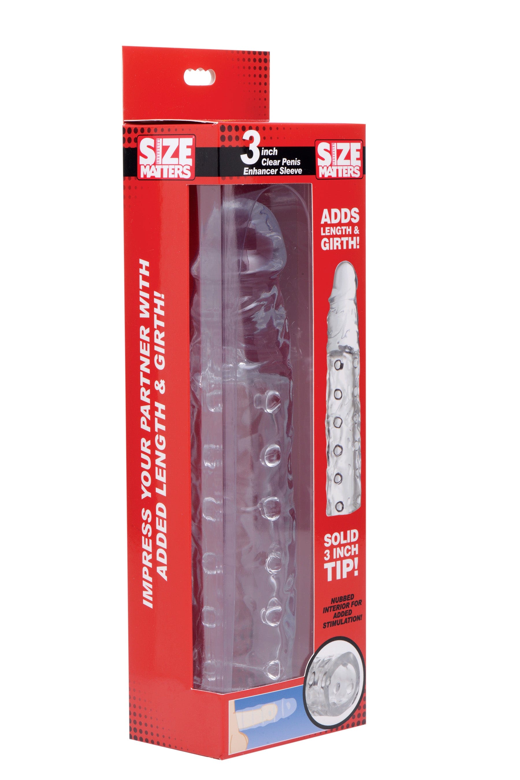 Clear Penis Enhancer Sleeve 3 Inch Length 1 Inch Girth Extension Sleeve > Sex Toys For Men > Penis Sleeves