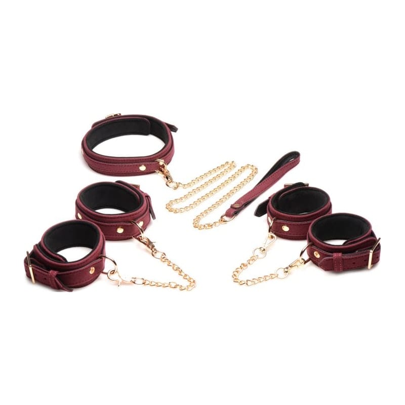6 Pc Velvet Bondage Set Burgundy > Bondage Gear > Bondage Kits