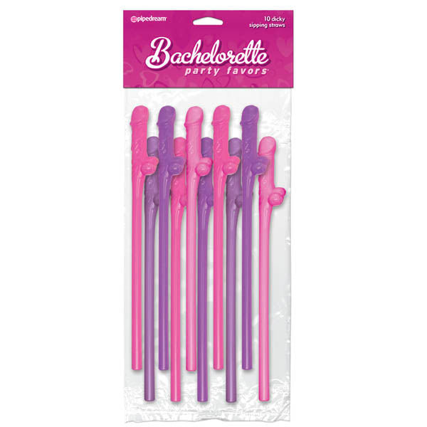 Bachelorette Party Favors Dicky Sipping Straws Set of 10 Coloured Straws > Novelties > Party Supplies Main image