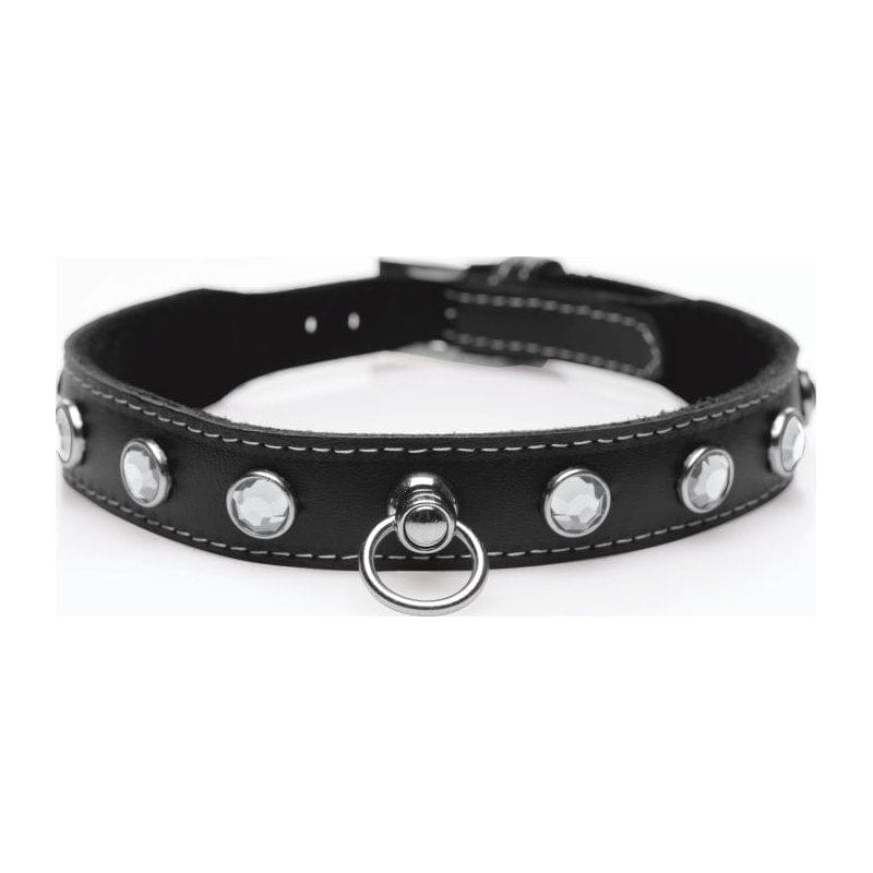 Bling Vixen Leather Choker with Clear Rhinestones > Clothes > Unisex Leather