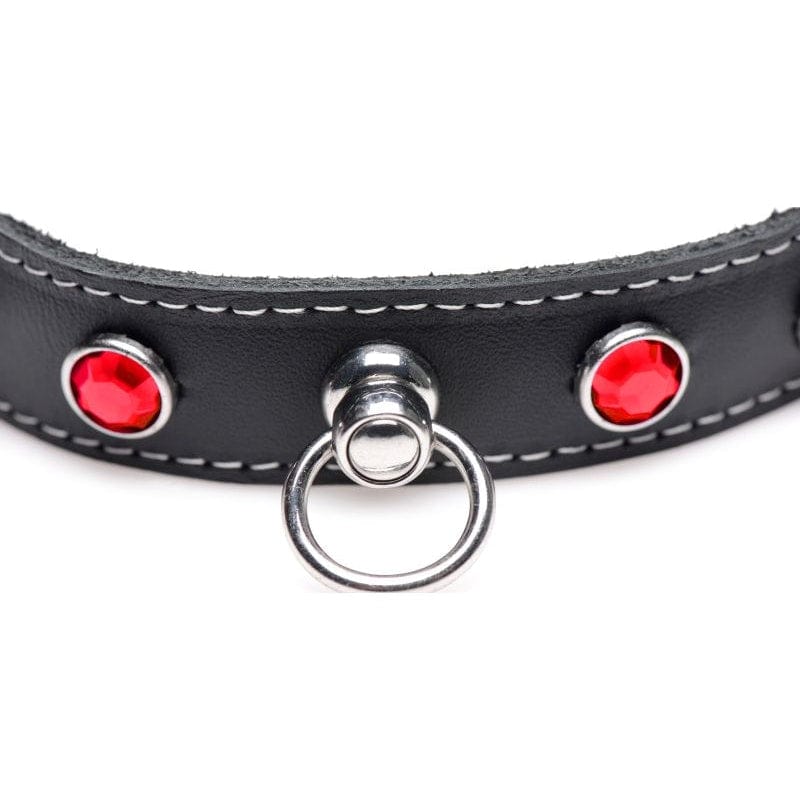 Bling Vixen Leather Choker with Red Rhinestones Secondary image