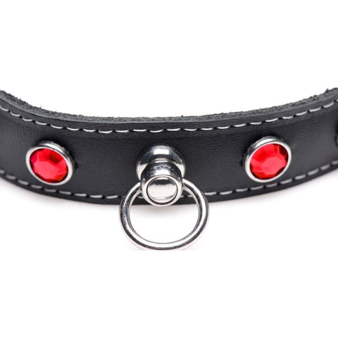 Bling Vixen Leather Choker with Red Rhinestones > Bondage Gear > Collars