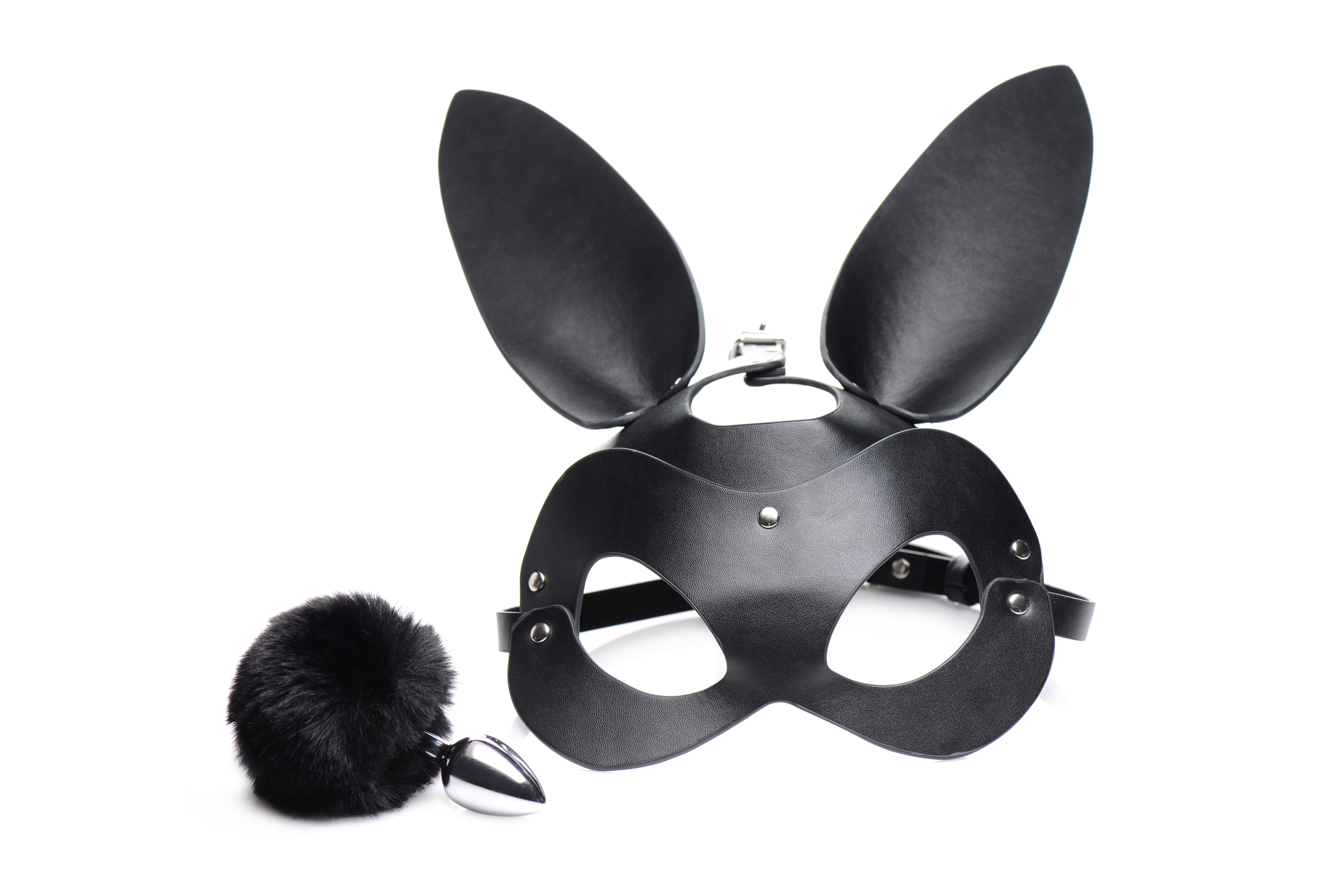 Bunny Tail Anal Plug and Mask Set for Playful Seduction and Intimate Moments Masks