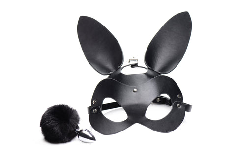 Bunny Tail Anal Plug and Mask Set for Playful Seduction and Intimate Moments Masks