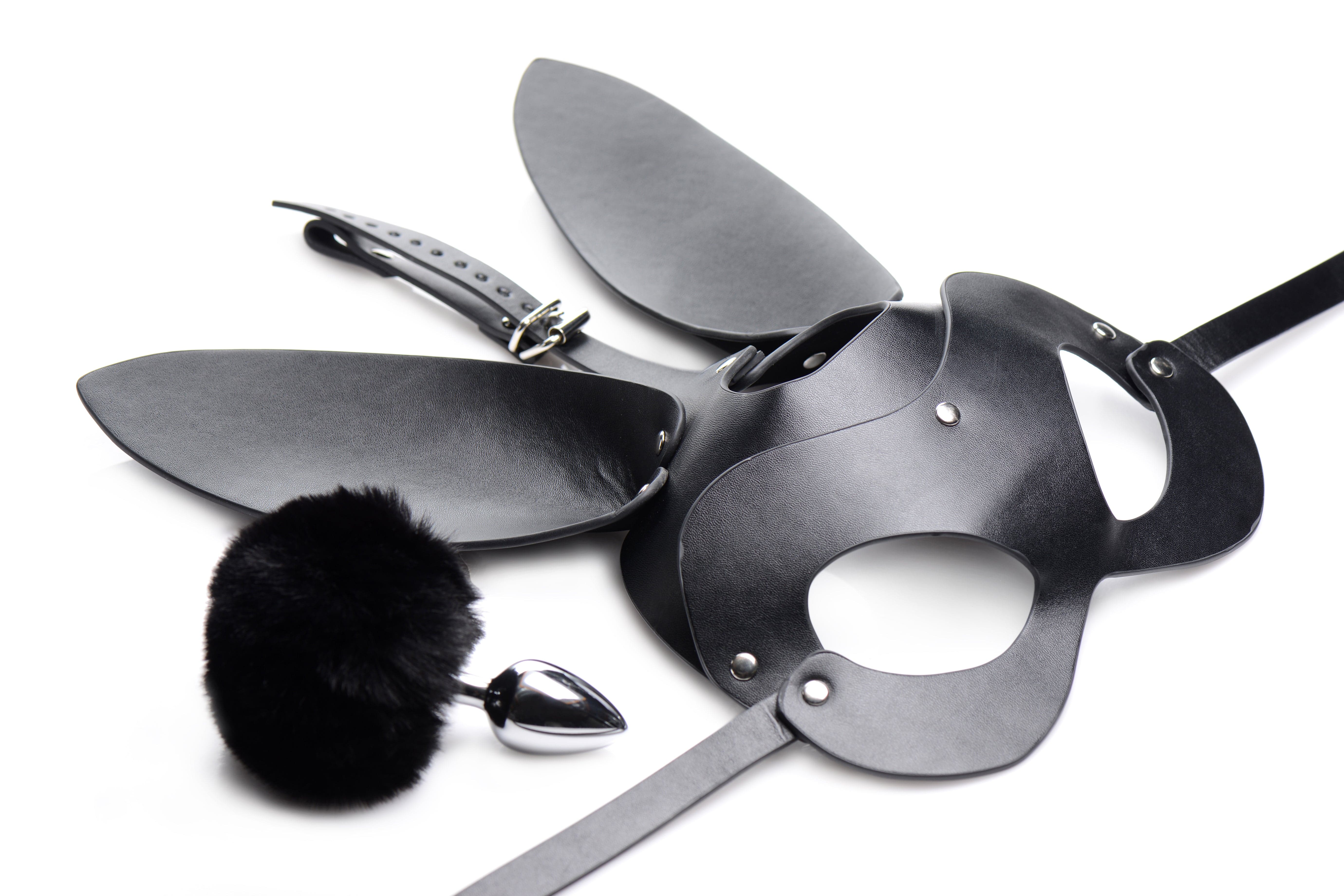 Bunny Tail Anal Plug and Mask Set for Playful Seduction and Intimate Moments Masks