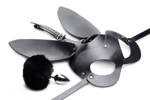 Bunny Tail Anal Plug and Mask Set for Playful Seduction and Intimate Moments Masks