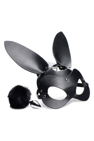 Bunny Tail Anal Plug and Mask Set for Playful Seduction and Intimate Moments