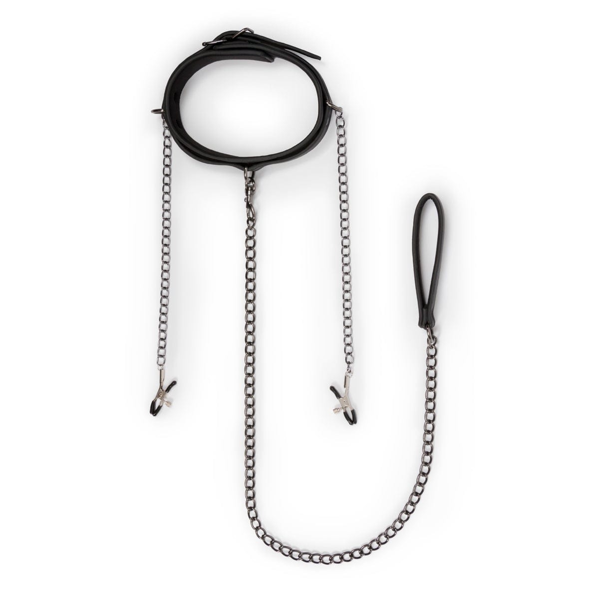 Collar With Nipple Chains Made From Faux Leather > Bondage Gear > Collars