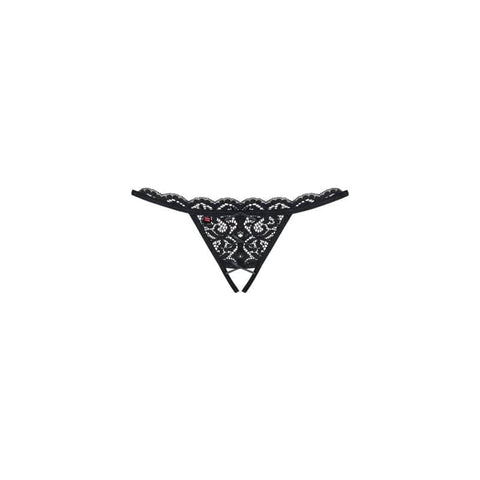 Crotchless Lace Thong Black Panties