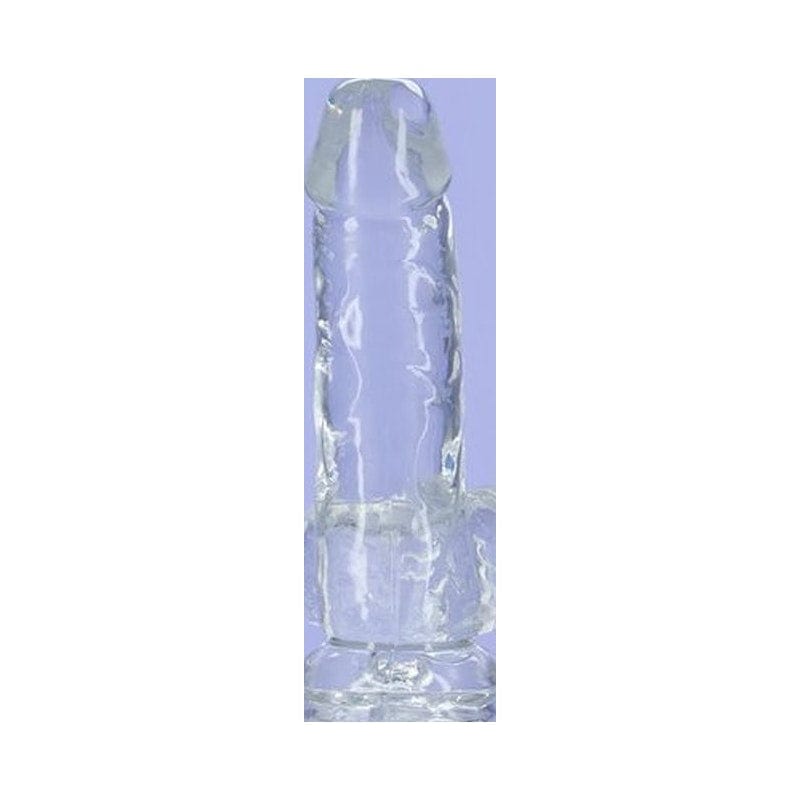 Crystal Dildo with Balls 6 Inch Clear TPE DONGS