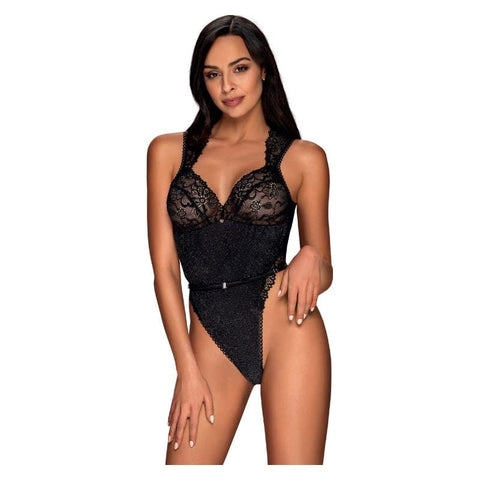 Elisetta Teddy in Black Floral Lace Design Teddies