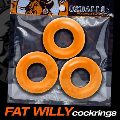 Fat Willy 3 Pc Jumbo Cockrings Orange COCK RING Set