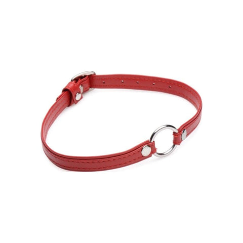 Fiery Pet Leather Choker with Silver Ring in Red Womens Leather