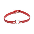 Fiery Pet Leather Choker with Silver Ring in Red > Clothes > Womens Leather