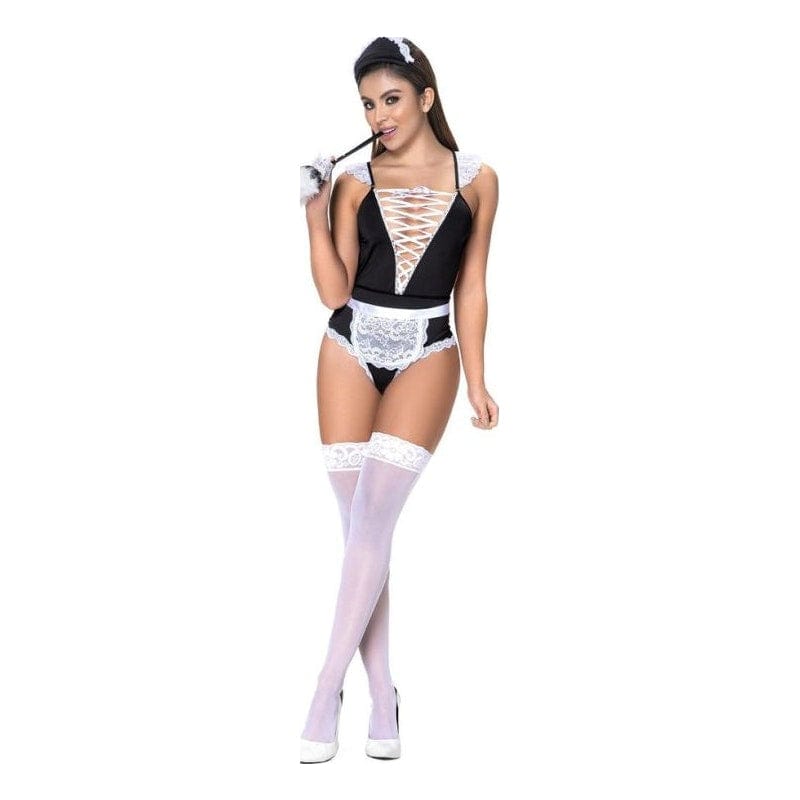 French Maid Three Piece Set Bodysuit with Cross-Over Detail Adult Costume > Clothes > Costumes > Womens Main image