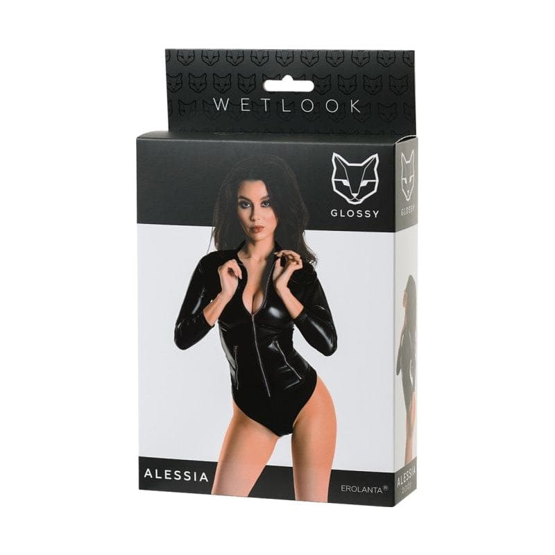 Glossy Wetlook Bodysuit w Zip Alessia Size S to XL Secondary image