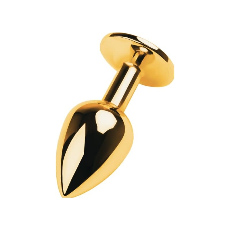 Gold Metal Anal Plug with Black Tourmaline Gem Small Secondary image