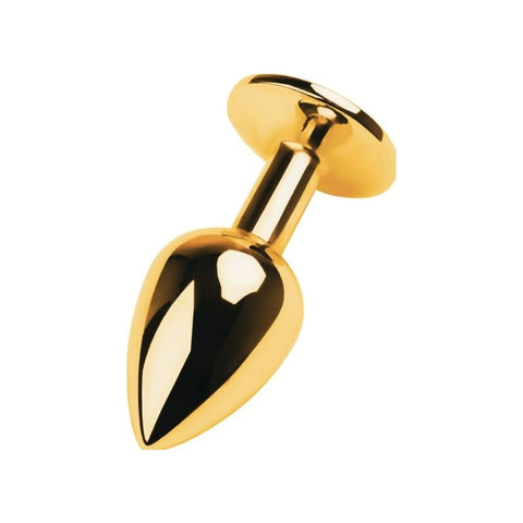 Gold Metal Anal Plug with Black Tourmaline Gem Small > Anal Range > Jewel Butt Plugs