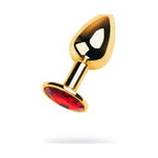 Gold Metal Anal Plug with Red Ruby Gem Small > Anal Range > Jewel Butt Plugs