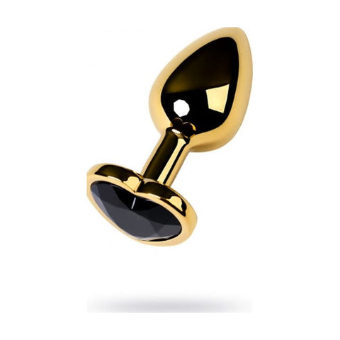 Gold Metal Anal Plug with Tourmaline Heart Crystal Small > Anal Range > Jewel Butt Plugs