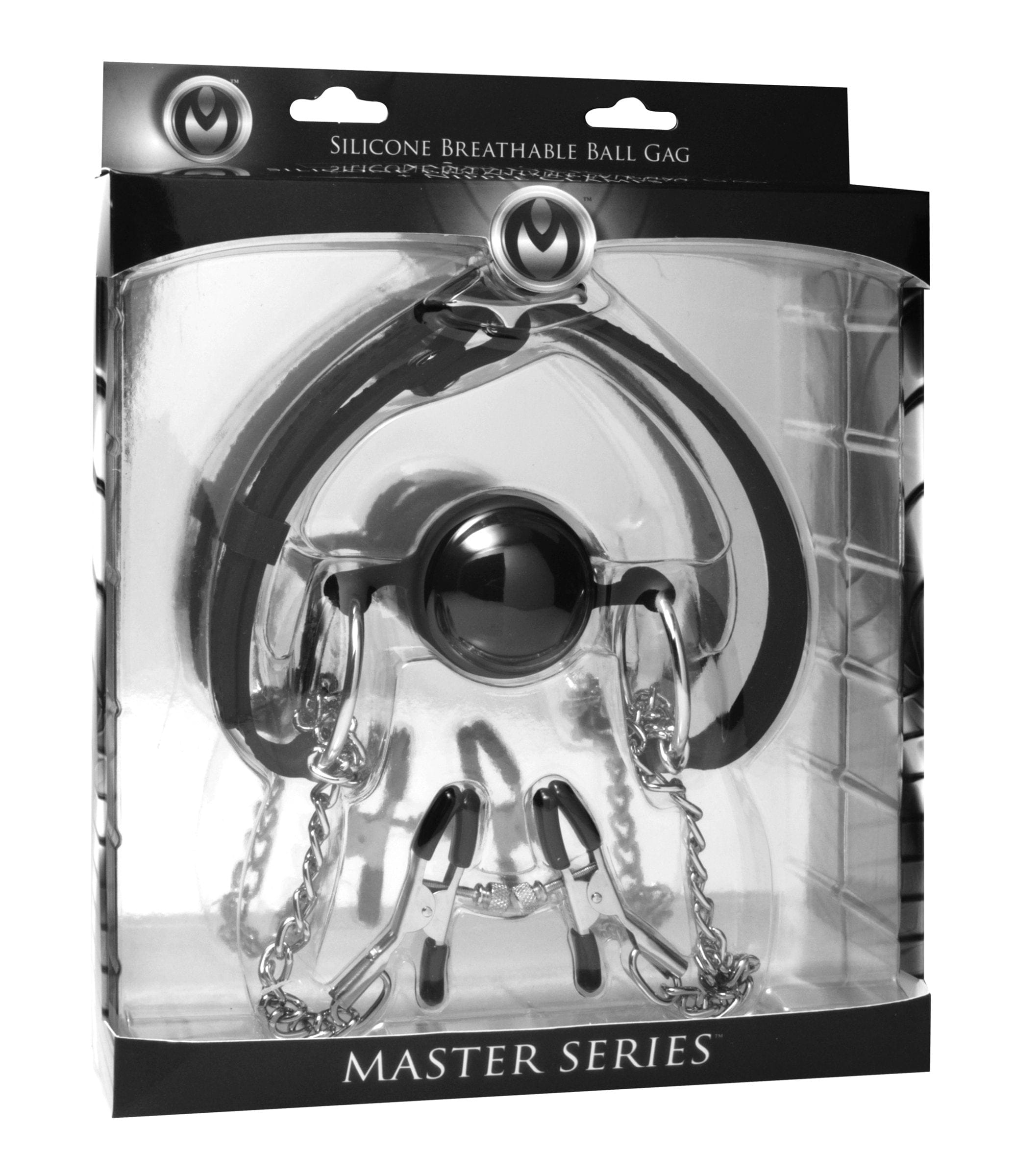 Hinder Breathable Silicone Ball Gag With Nipple Clamps Secondary image