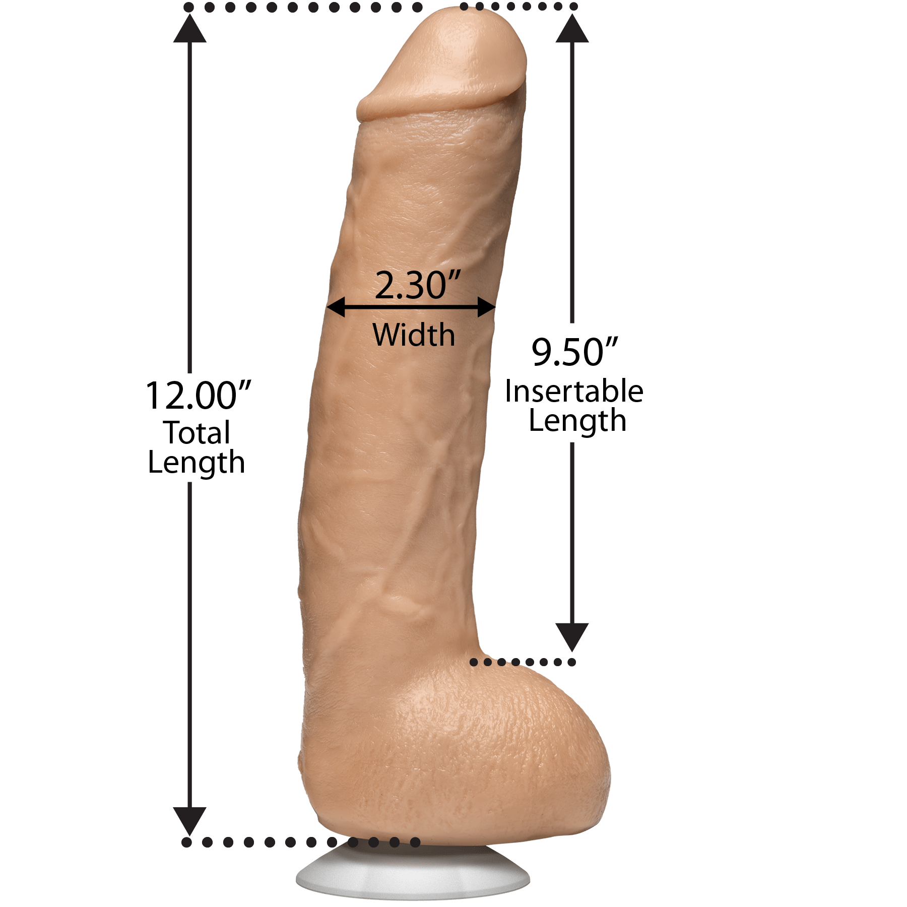 John Holmes Realistic Cock 9.5 Inch with Removable Vac-U-Lock Suction Cup – Dildo Secondary image