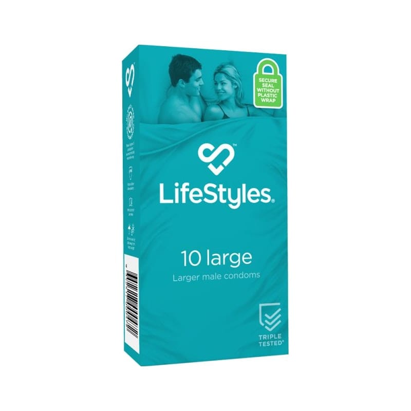 Large Easy-Fit Condom – Flared 56mm Nominal Width Lubricated Condom 10 Pack > Essentials > Condoms
