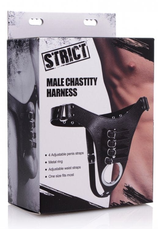 Male Chastity Harness for BDSM Control and Pleasure Black Cages
