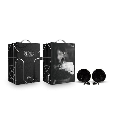 Noir Pom Adjustable Nipple Clamps Black Furry Nipple Clamps for Sensation Play