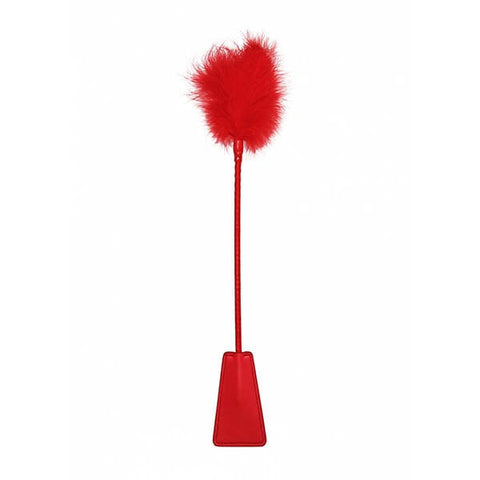 Ouch Crop With Feather Red Whip